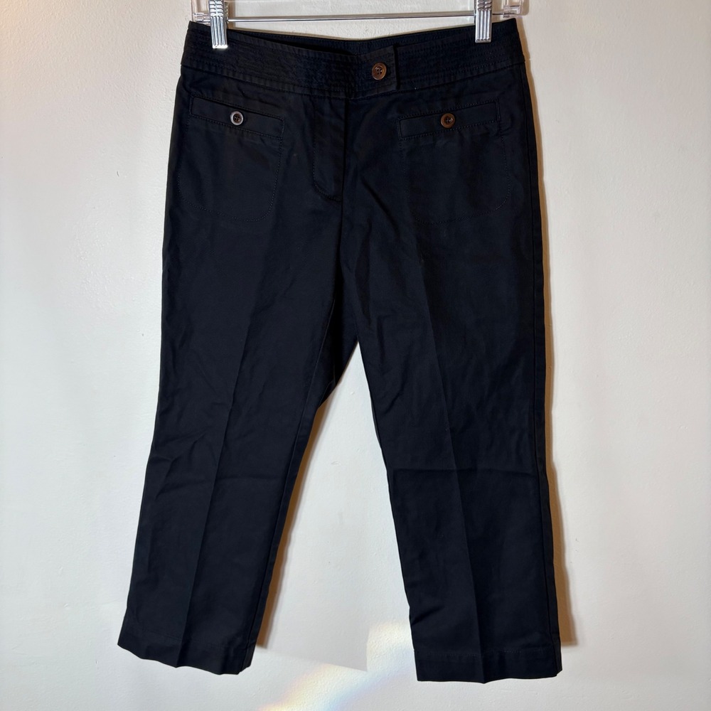 Talbots Black Stretch Cropped Pants Womens Size 2